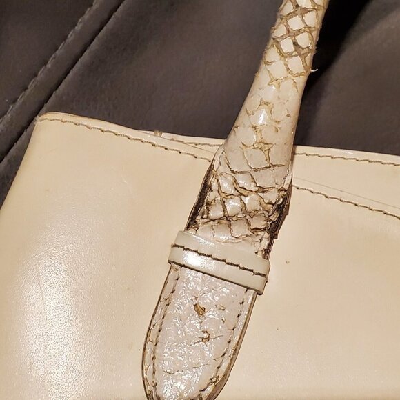 Escada Small Leather Handbag snake Handles Logo Fob with Tassel Ivory Italy - Picture 10 of 11